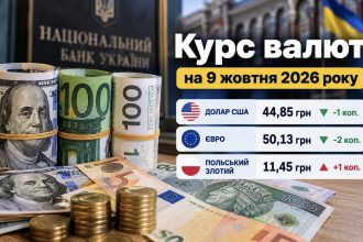 Курс валют на 9 жовтня 2026 року: долар і євро подешевшали, а злотий зріс