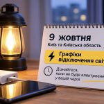 Графіки відключення світла у Києві та Київській області 9 жовтня 2026 року: коли не буде електроенергії