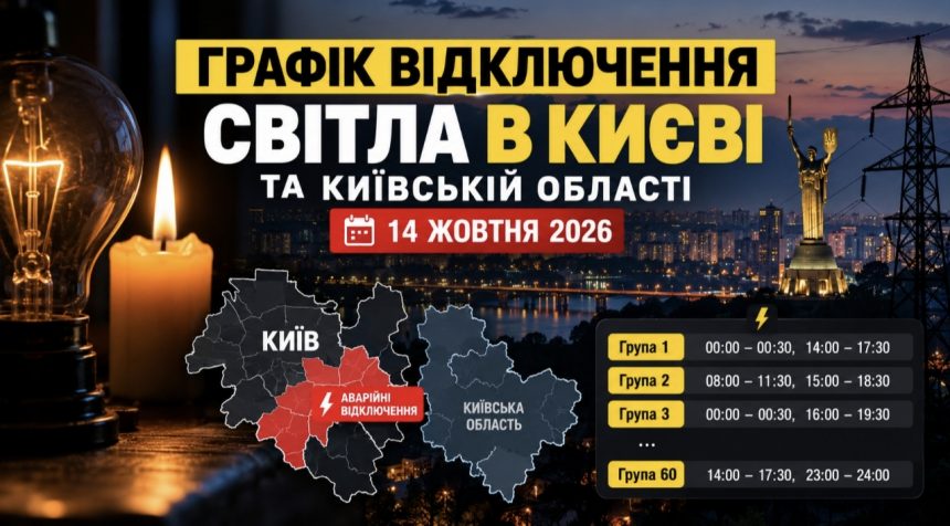 Відключення світла в Києві та Київській області 14 жовтня — повний графік ДТЕК для всіх груп і черг