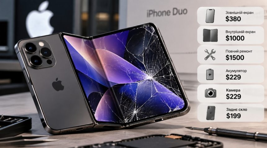Скільки коштує ремонт iPhone Duo у 2026 році та які деталі складаного смартфона найдорожчі