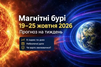 Магнітні бурі 19–25 жовтня 2026 року: прогноз K-індексу на тиждень, небезпечні дні та коли посилиться активність