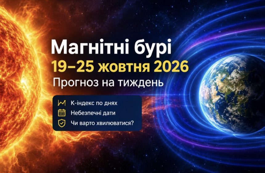 Магнітні бурі 19–25 жовтня 2026 року: прогноз K-індексу на тиждень, небезпечні дні та коли посилиться активність