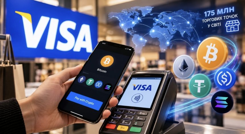 Visa та Mesh готують оплату криптовалютою у 175 млн торгових точок світу — як працюватиме конвертація, які умови та чи буде сервіс доступний в Україні