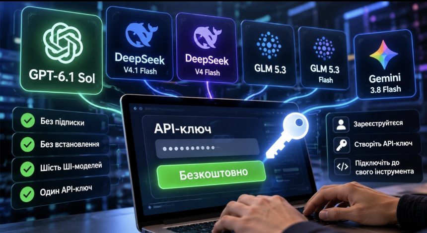 Як безкоштовно користуватися GPT-6.1 Sol, Gemini та DeepSeek: де взяти API-ключ і як підключити ШІ