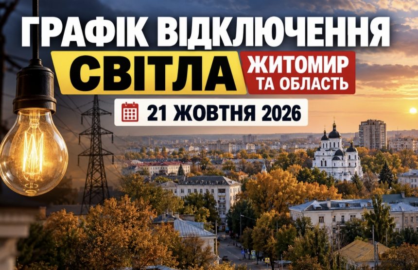 Графік відключення світла Житомир та область 21 жовтня 2026 року: коли не буде електроенергії сьогодні