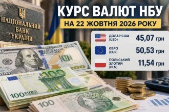 Курс валют НБУ на 22 жовтня 2026 року: скільки коштують долар, євро та злотий