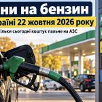 Ціни на бензин в Україні 22 жовтня 2026 року: скільки коштують А-95, дизель і газ