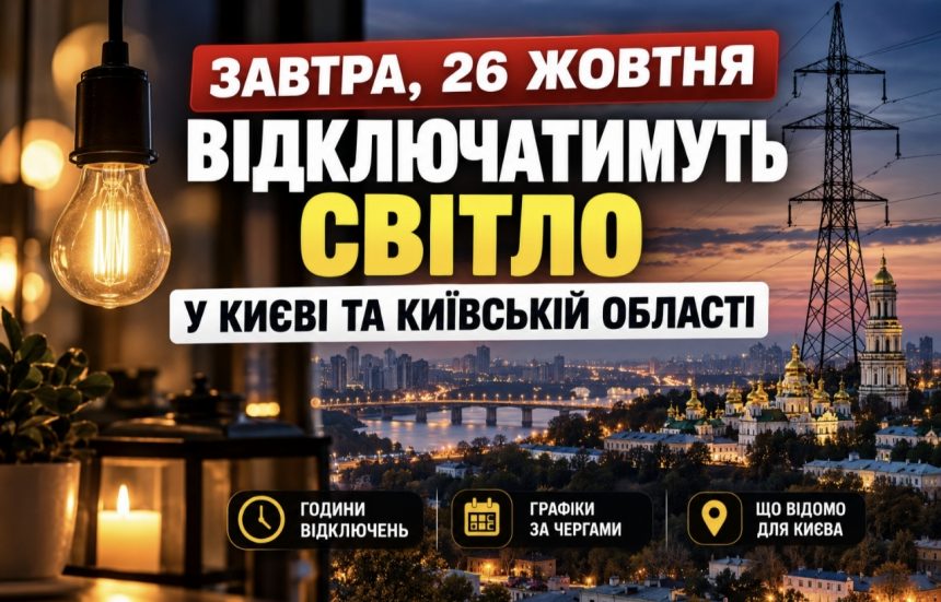 Коли не буде світла в Києві та області 26 жовтня — актуальні графіки відключень