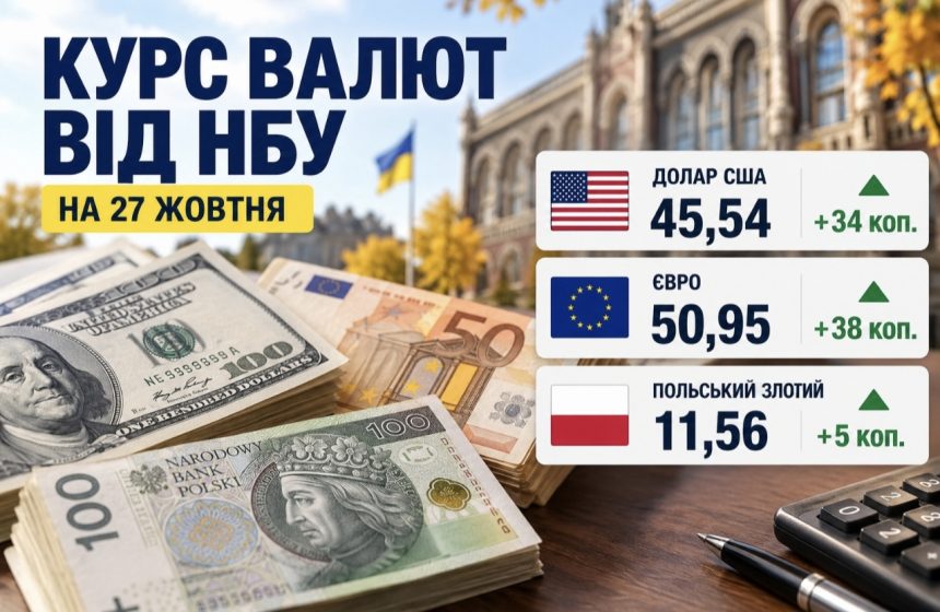 Курс валют на 27.10.26 жовтня: скільки коштують долар, євро та злотий сьогодні