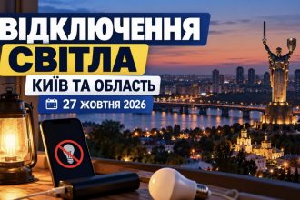 Графіки відключення світла в Києві та області 27 жовтня 2026 року: розклад ДТЕК