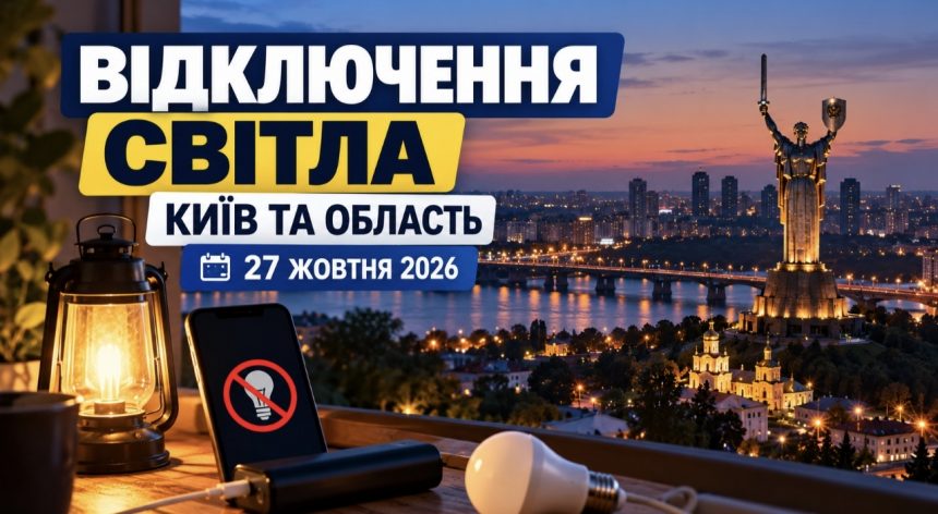 Графіки відключення світла в Києві та області 27 жовтня 2026 року: розклад ДТЕК