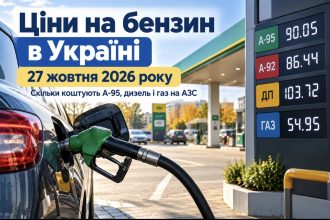 Ціни на бензин в Україні 27 жовтня 2026 року: скільки коштують А-95, дизель і газ на АЗС сьогодні