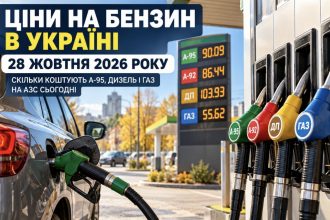 Ціни на бензин в Україні 28 жовтня 2026 року: скільки коштують А-95, дизель і газ на АЗС