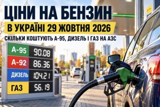 Ціни на бензин в Україні 29 жовтня 2026 року: скільки коштують А-95, дизель і газ на АЗС