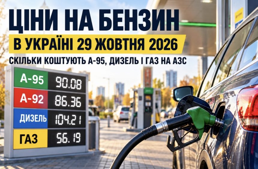 Ціни на бензин в Україні 29 жовтня 2026 року: скільки коштують А-95, дизель і газ на АЗС