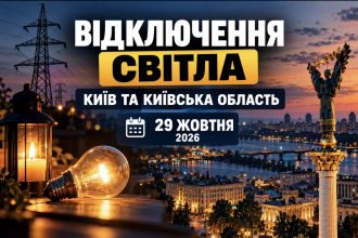 Графіки відключення світла у Києві та Київській області 29 жовтня 2026 року: повний розклад ДТЕК за чергами
