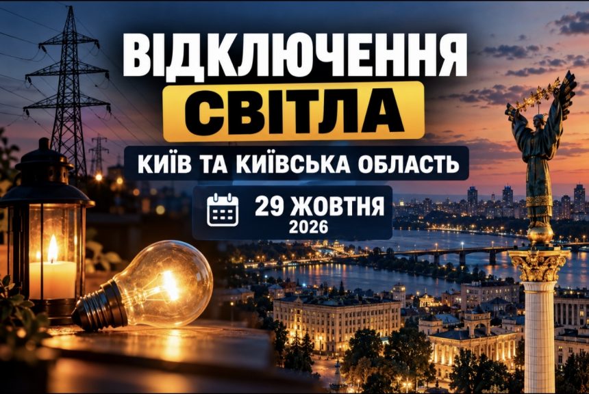 Графіки відключення світла у Києві та Київській області 29 жовтня 2026 року: повний розклад ДТЕК за чергами