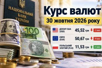 Курс валют на 30 жовтня 2026 року: скільки коштують долар, євро та злотий в Україні