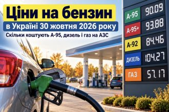 Ціни на бензин в Україні 30 жовтня 2026 року: скільки коштують А-95, дизель і газ на АЗС