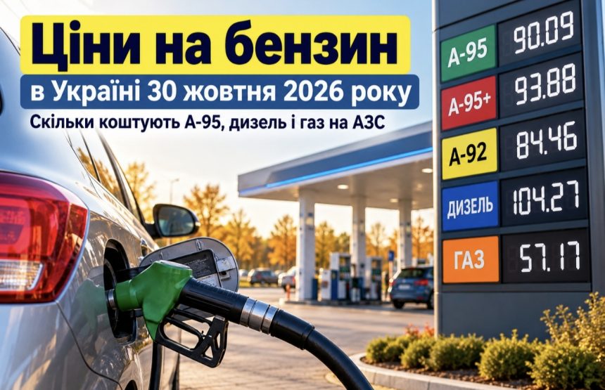 Ціни на бензин в Україні 30 жовтня 2026 року: скільки коштують А-95, дизель і газ на АЗС