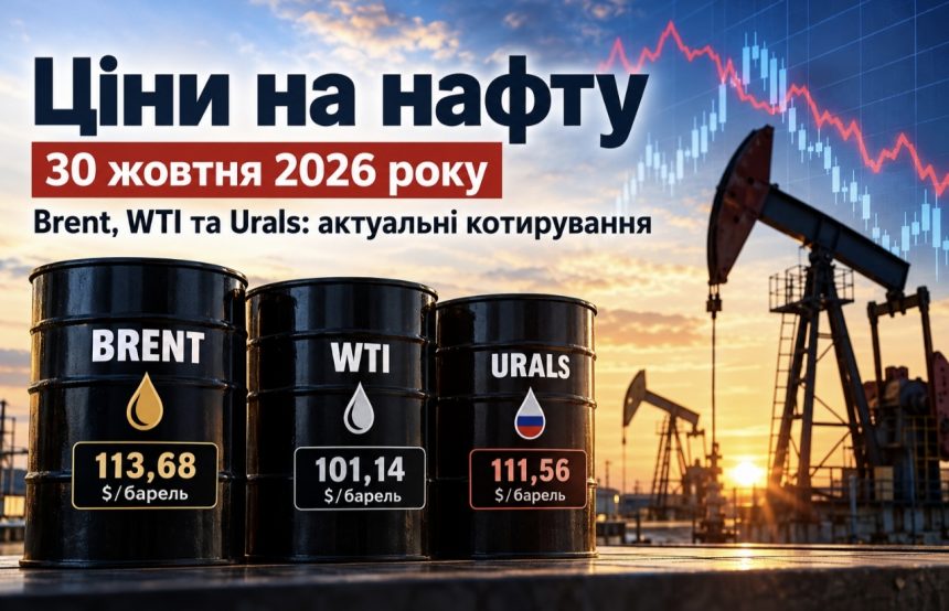Ціни на нафту 30 жовтня 2026 року: скільки коштують Brent, WTI та Urals на світовому ринку