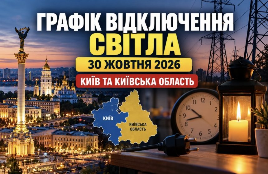 Графік відключення світла в Києві та Київській області 30 жовтня 2026 року: коли і на скільки годин вимикатимуть електроенергію