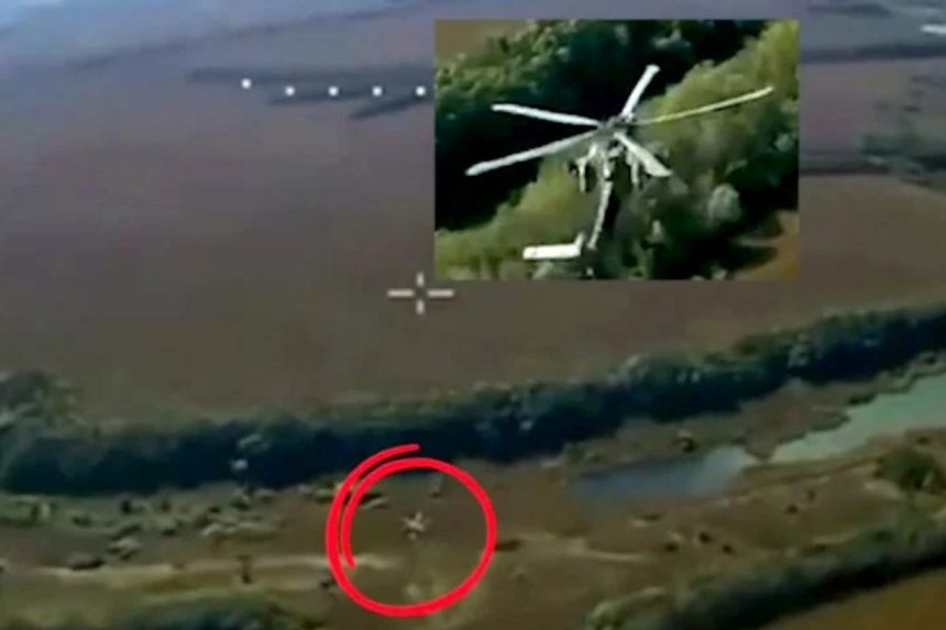 Ураження російського гелікоптера Мі-28НМ FPV-дроном 115 ОМБр